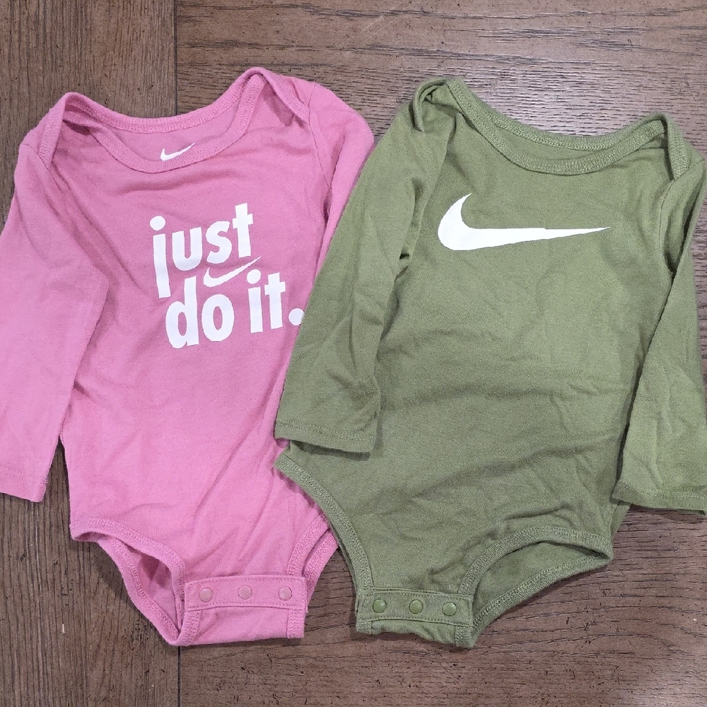 Nike Pink and Green Bodysuits Soft Cotton One Pieces
